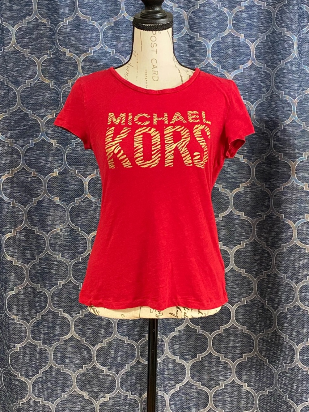 Michael Kors Red Short-Sleeve Tee with Gold Logo